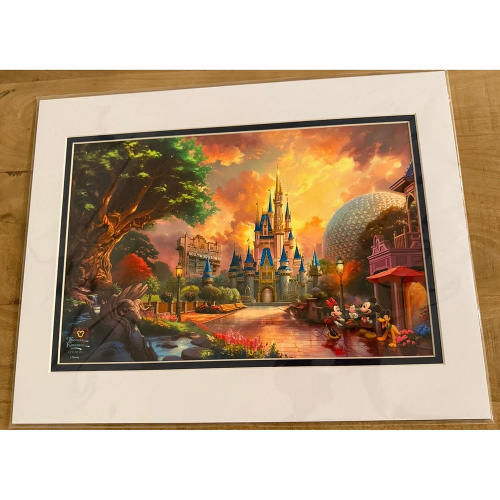 Walt Disney World Parks Thomas Kinkade Four Parks One World Print 14x18" Art